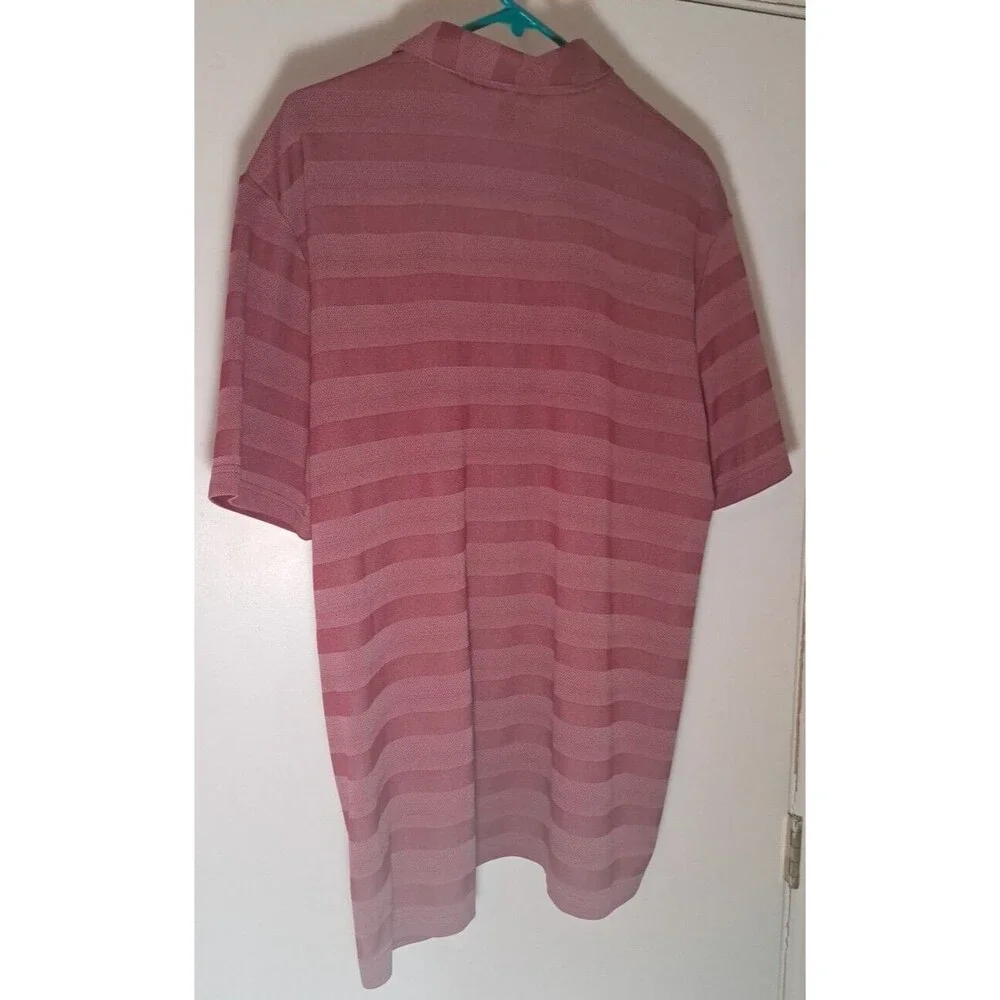 ADIDAS Men's Bliss Lilac Quiet Crimson 2 Color Striped Golf Polo Shirt XL